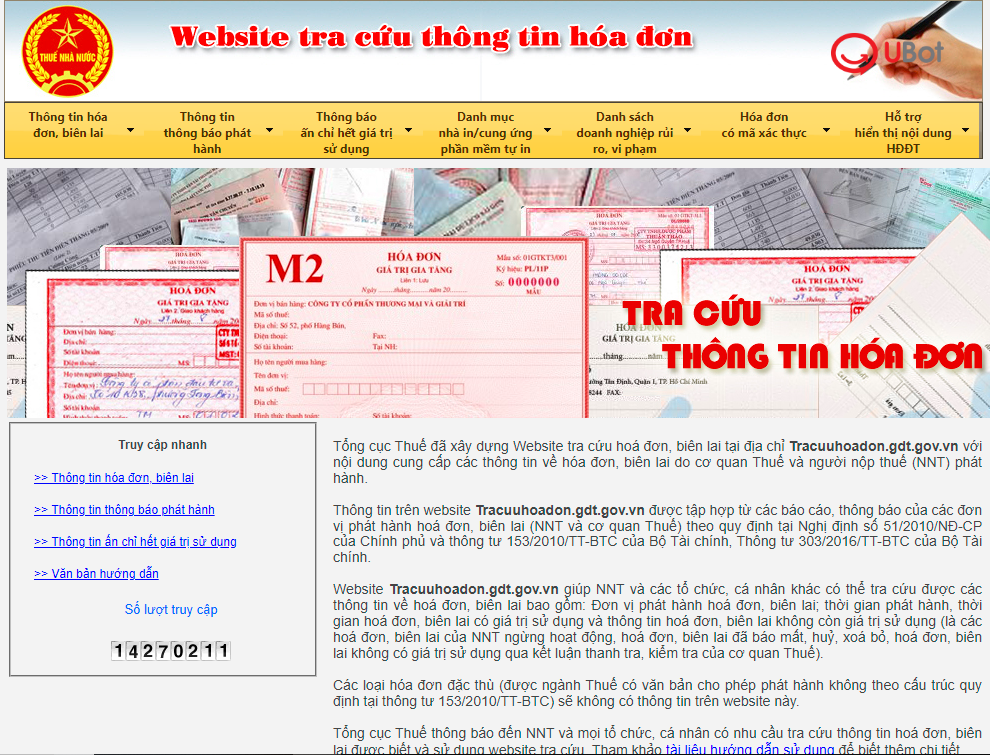 Tra cứu hóa đơn bằng web của tổng cục thuế