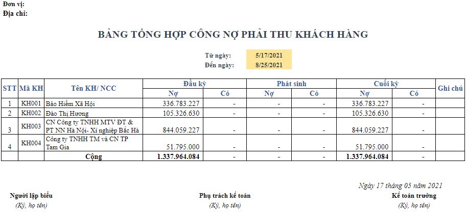 mẫu bảng tổng hợp công nợ